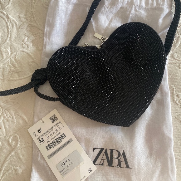Zara sparkle black heart purse - Picture 1 of 2